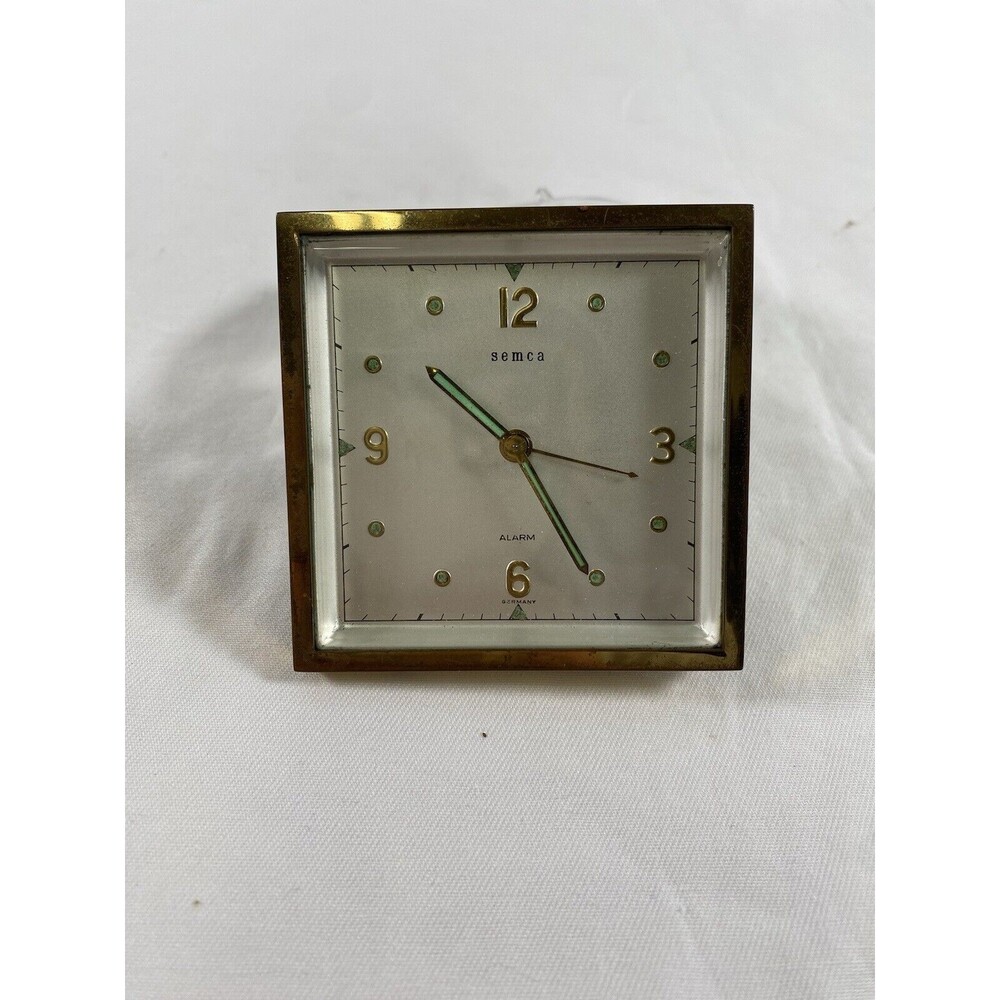 Vintage Semca Jewels Swiss Wind Up Travel Alarm Clock No Case Working